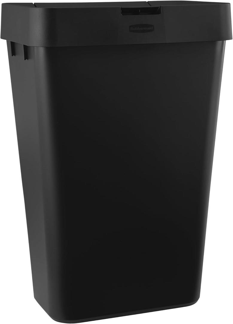 Rubbermaid Touch-Top Kitchen Trash Can with Lid, 12.2 Gallon, Black, Garbage Container for Home/Kitchen/Apartment/Garage