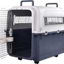 OLIXIS Plastic Kennels Pet Carrier Rolling Plastic Airline Approved Wire Door Travel Dog Crate, Extra Large