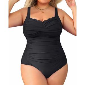 Aqua Eve Womens Plus Size One Piece Swimsuit- Tummy Control Bathing Suit Full Coverage Swimwear XXL