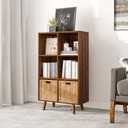 ELYUP 9-Cube Open Shelf Bookcase - 3-Tier Wooden Floor-Standing Bookshelf with Legs and Backpanel, Ideal for 11-inch Fabric Storage Bins and Miscellaneous Organizer, Walnut