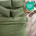 Zzlpp King Size Comforter Set 7 Pieces, Olive Green Seersucker Bed in a Bag with Sheets, All Season Bedding Sets with 1 Comforter, 2 Pillow Shams, 2 Pillowcases, 1 Flat Sheet, 1 Fitted Sheet