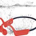 Swimming Headphones-Bone Conduction Headphones, IP68 Waterproof Open Earphones, LiteSurge Bluetooth 5.4 Underwater Sport Earbuds with 32 GB MP3 Memory for Swimming, Marathon-Orange-red