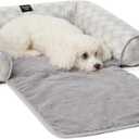 Nicole Miller New York PET Kendall Fluted Geo Cozy Couch Protector Pet Bed, Cozy & Calming, Non-Slip Bottom, Machine Washable, Grey, Large 40"x23"x4"