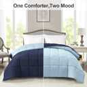 Homelike Moment Twin Comforter Duvet Insert- Blue Down Alternative Bed Comforter Twin Size, Lightweight Bedding Comforters Quilted Soft All Season Reversible Navy/Light Blue