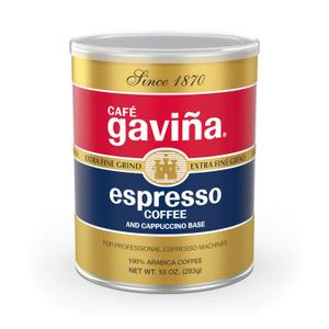 Caf Gavia Espresso Roast Extra Fine Ground Coffee, 100% Arabica Dark Roast, 10 oz Can (Best By 07/24/26)
