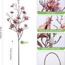 HyeFlora 3PCS Artificial Magnolia Flowers Stems for Spring Decoration, Faux Purple Magnolia Branches with Buds, 34.5" Long Stems Floral Arrangement for Vase Pot Table Centerpiece Indoor Decor