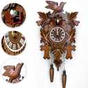 STRONGBERRY Cuckoo Clock Wall Mounted, Handcrafted Wooden Vintage with Silent Pendulum Movement & Bird Chime Sound, Classic Decorative Clock (18.11 x 9.8 Inch)