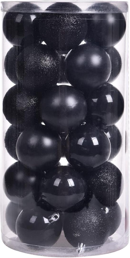 30pcs Christmas Ball Ornaments, 2.36" Shatterproof Tree Decorations, Perfect Hanging Ball for Indoor/Outdoor Holiday Christmas Party Decor (Black)