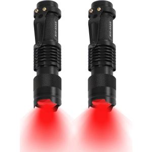 2 Pack Red Flashlight LED Single Mode Light 1 Mode LED Torch Scalable Red Light Flashlight for Astronomy Aviation Night Observation