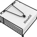 Napkin Holder for Table, Flat Napkin Dispenser with Weighted Arm, Square Cocktail Paper Holder of Elegant Rustic Iron for Kitchen Dining Room Decor Restaurant Farmhouse Hotel Party, Black