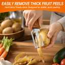 Multifunctional Vegetable Peeler, Stainless Steel Peeler with Wooden Handle, Kitchen Tool with Bottle Opener, Peeler for Potatoes, Carrots, Garlic, Fruit, and More (2Pcs)