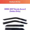 KPY Rain Guards Fit for 2008-2017 Honda Accord, Out-Channel Window Visors Vent Wind Deflectors 4PC, Car Accessories for 08-17 Accord (Sedan Only)