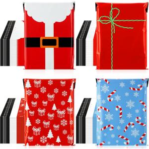 200 Pcs Large Christmas Poly Mailers 10 x 13 Inch Waterproof Christmas Mailer Envelopes Holiday Shipping Bags for Small Business Xmas Gifts(Xmas Red)