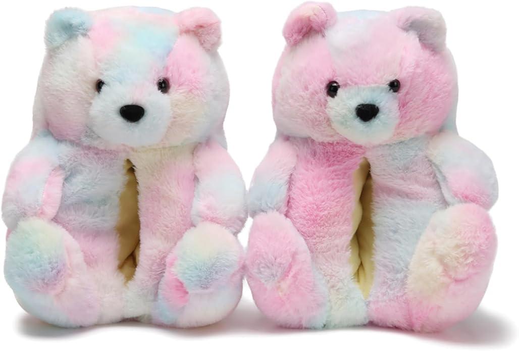 DOVORSY Women's Teddy Bear Slippers Fuzzy Slippers for Women Indoor Cute House Slippers for Women Ladies Teen Girls Fluffy Funny Bedroom Animal Slippers for Women Birthday Valentine's Gift Ideas