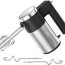 Powerful 600W Hand Mixer, 5-Speed Electric Hand Held Mixer for Baking, Lightweight Stainless Steel Hand Beaters *2 & Dough Hooks*2 with Eject Button, Kitchen Mixer for Cream, Cookies, Dough-Black