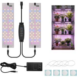 Grow Light 20W Ultra-Thin Panel 150LEDs Full Spectrum Grow Lights for Indoor Plants Under Cabinet Plant, 11.81 inch Grow Lamp with 3/9/12H Timer, 10 Dimmable Levels for Plant Lights Growing 2-Packs