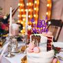 5 x Glittery 60th Happy Birthday Cake Topper with Star,Personalised 60 Birthday Cake Toppers Party Decorations Party Supplies for Men Women Purple Silver