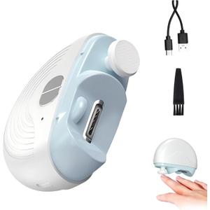 Electric Smart Nail Clippers for Adults Seniors, Automatic Nail Clipper Trimmer with Polisher, Rechargeable 2 in 1 Electric Nail Clipper with Light 3 Speeds Adjustable (White)