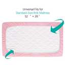 Crib Mattress Protector Sheets Fitted Waterproof Crib Mattress Pad Cover, Noiseless & Machine Wash 100% Absorbent Crib/Toddler Mattress Protector Sheet Quilted, Pink, 52" x 28"