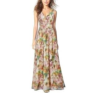 WOOSEA Women Sleeveless Deep V Neck Sexy Mesh Loose Maxi Casual Long Dress, Medium