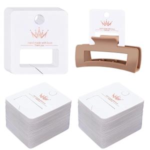 Lesnala 153pcs Hair Clip Display Cards, Strong Hold Jaw Clips PVC Holder Rectangle Paper Cardboard for Selling Claw Clips Hair Barrettes Accessorie Organize Display (White)