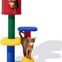 VETRESKA 48.4" Cat Tower, Multi-Level Cat Tree with Semi-Enclosed Sisal Cave, Sisal Scratching Posts and Cat Rest Platform, Indoor Cats Furniture Activity Center for Large Cats Kittens (Chroma-Top Enclosed Condo)