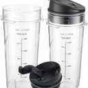 Ninja Blender cups 16oz with To-Go Lids, Blender 16oz Cups Replacement Parts Compatible with Ninja QB3001SS BL660 BL770 BL780 BL740 BL810 Nutri Ninja Series Blender Cup