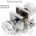 coolnews Crystal Glass Door Knobs Interior with Lock, Modern Round Privacy Door Knob for Bathroom Bedroom, Polished Chrome