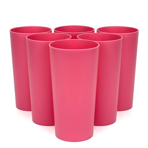 Yalin 26 ounce Plastic Tumblers/Large Drinking Glasses/Party Cups/Iced Tea Glasses,Unbreakable, Dishwasher Safe, BPA Free,set of 8 (Red)