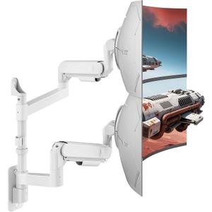 ARES WING Dual Monitor Wall Mount for 24-57 Inch Ultrawide Screen, White