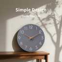Mosewa Wall Clock Silent Non Ticking Decorative for Kitchen Bedroom Bathroom Office Living Room Battery Operated 10 Inch Gray Modern
