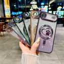 for iPhone Air Case, Glitter Clear Cute Paw Love Heart, Compatible with MagSafe, Strong Magnetic Full Camera Lens Protection Cover, Soft Slim Bling Phone Case 6.5" - Purple