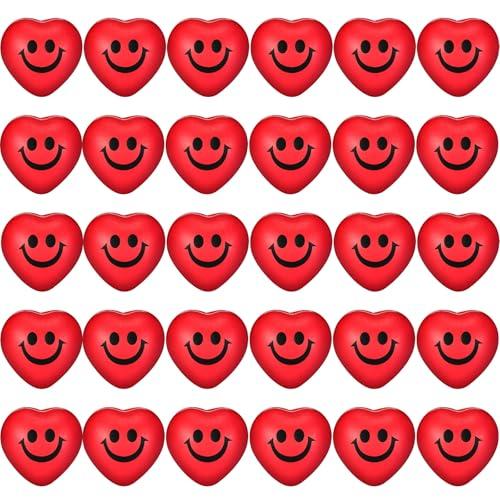 12  Pieces Heart Stress Relief Balls, Smile Funny Face Mini Foam Balls for School Carnival Reward, Valentine Party Gift Bag Fillers(Red)