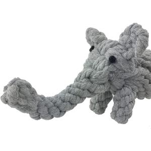 ADUCK Puppy Dog Rope Toy for Teeth Cleaning, Chew-Proof Dental Care & Training Reward | Durable Cotton Heather Gray Elephant for Small & Medium Dogs