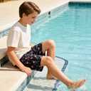 westwolf Boys Swim Trunks with Compression Liner Kids Bathing Suit 6-18 Years Swimwear (Black)