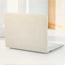 Compatible with MacBook Air 13 inch Case 2026 M5 2022-2025 M4/M3/M2 A3449 A3240 A3113 A2681, Woven Fabric Knit Texture PU Leather Hard shell with Logo Cutout & Keyboard Cover for Mac 13.6 Case, Beige