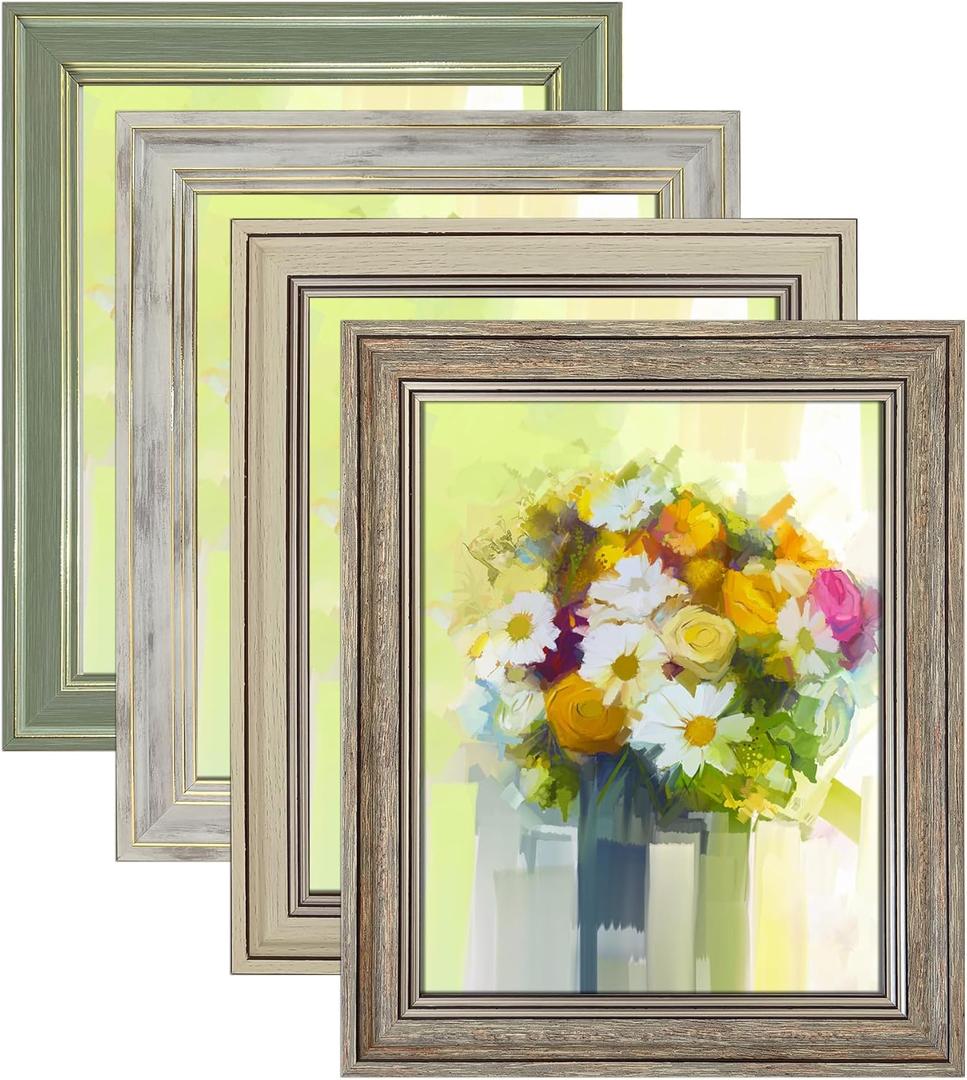 LUCKYLIFE 8x10 Picture Frame Set of 4, Rustic Farmhouse Picture Frames for Table or Wall Hanging