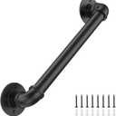 3FT Industrial Stair Railing Wall Mount Staircase Handrail 1.3 Pipe Hand Rail for Steps Grab Bar Foot Rail Vintage Pipe Railing Black Deck Handrail for Outdoor Indoor Stair Porch