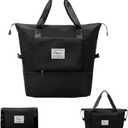 Large Capacity Foldable Travel Bag Expandable Portable Carry on Bag Dry&Wet Separation Sports Duffel Bags (Black)