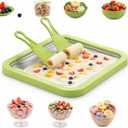 Ice Cream Roller Maker, At Home Rolled Ice Cream Maker Machine, Dairy Free & Frozen Yogurt Maker, Electric Free Countertop Ice Cream Machine with Spade for Rolls, Sorbet & Frozen Yogurt (Green)