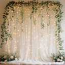 10x8ft White Tulle Backdrop Curtain with Lights, Wrinkle-Free Sheer Wedding Backdrop for Birthday Parties, Baby Showers, Bridal Showers, Photo Shoots and Home Decorations, White