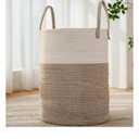 Large Woven Laundry Basket Hamper,60L Cotton Rope Storage Bin for Blankets,Toys and Clothes,Decorative Tall Nursery Hamper for Living Room,Baby Nursery,Bathroom and Bedroom,Brown