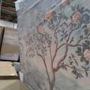 Oversized Framed Vintage Chinoiserie Landscape Living Room Wall Art, Retro, Asian inspired, Tree and floral, Nature, Canvas artwork, Dining room decor, 72x48, 70"L x 47"W