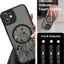 OOK Magnetic for iPhone 11 Case [Compatible with MagSafe] Black Wild Flower Slim Translucent Matte Case for iPhone 11 Case Camera Lens Protection Scratch-Resistant Cover, Black Wild Flower (6.1")