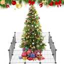 12 Pieces Christmas Tree Fences, Metal Christmas Tree Gate Panels Picket Fence Pets Cat Proof Indoor Garden Decoration Fence for Holiday Party Office Home Christmas Decor, Black