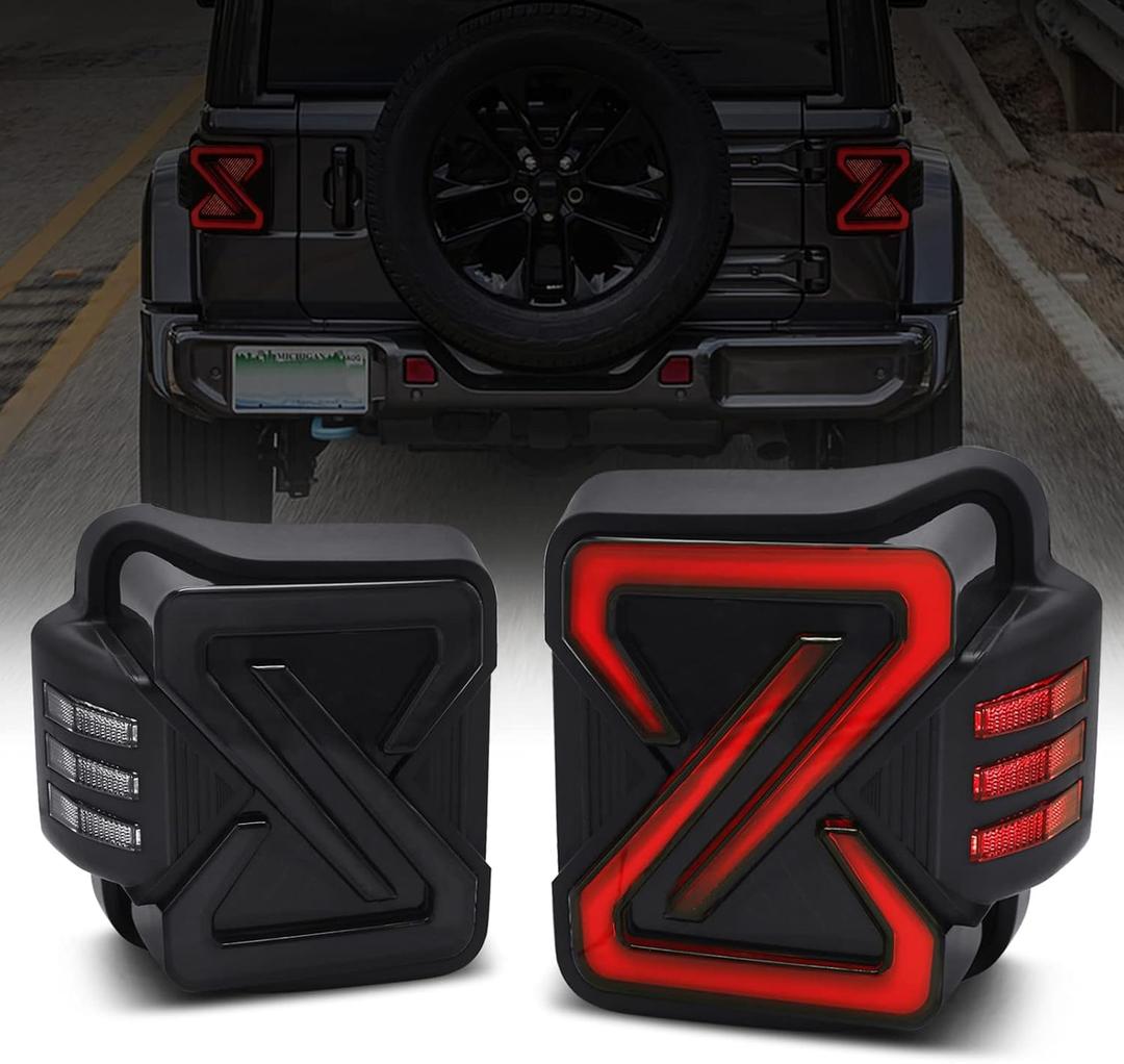 LED Tail Lights for Jeep Wrangler JL 2018-2023, [DOT Approved] [Z Style] [Plug n Play] Jeep Wrangler Accessories