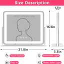 ROLOVE Large Vanity Mirror with Lights, 22"x17" Lighted Makeup Mirror for Desk, 3 Color Dimmable LED Lights, Smart Touch Control & 360° Rotation Tabletop Dresser Mirror (White)