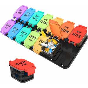 Extra Large Weekly Pill Organizer - 7 Day AM/PM Pill Box, Twice a Day XL Pill Container for Vitamins and Supplements, Airtight & Detachable Design, Ideal for Daily Medication Management