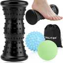 Maliton Massage Ball & Foot Roller - 3-in-1 Set with Spiky Ball, Lacrosse Ball, Massage Roller - Plantar Fasciitis Relief and Heel Spur Pain, Trigger Point Therapy for Deep Muscle Massage.