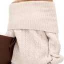 MASCOMODA Womens Sweaters Off The Shoulder Long Sleeve Cable Knit Sweater Loose Chunky Pullover Dressy Work Tops Fall Fashion (Beige)size 120